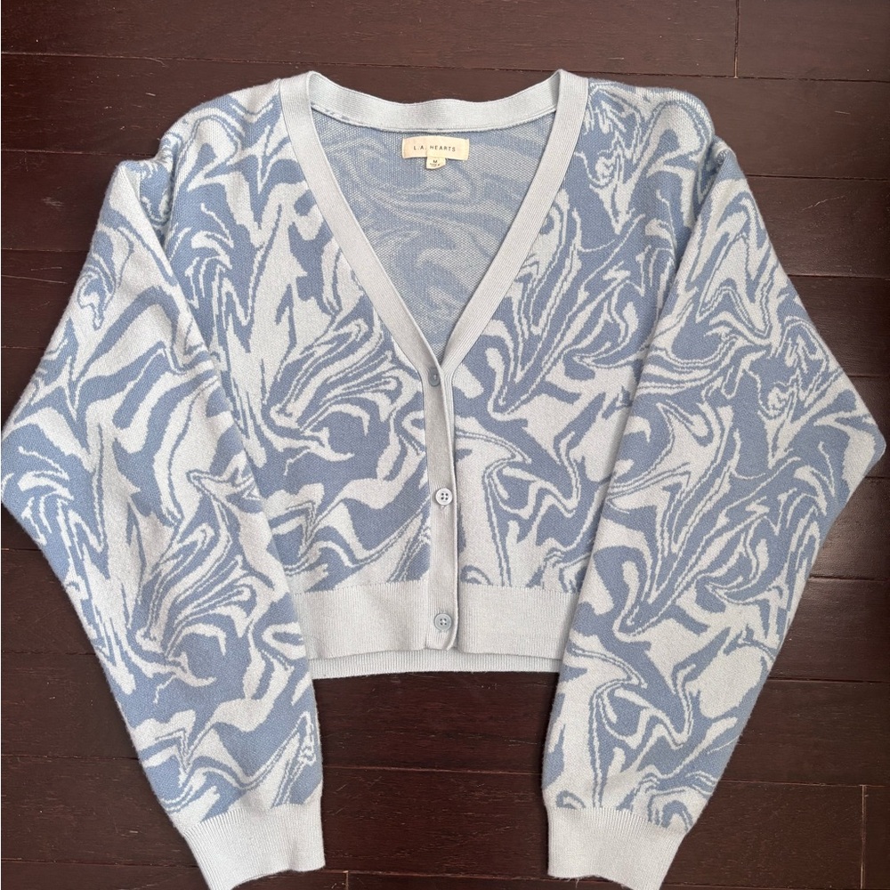 Pacsun blue and white cardigan